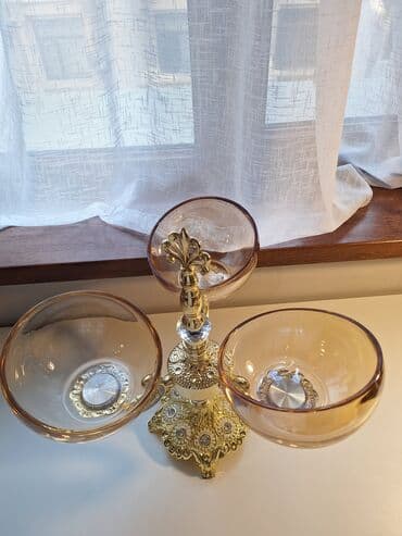 aksesuar qabi: Üçqablı dekorativ meyvə/sərniş qabı – klassik barokko üslubunda — 2