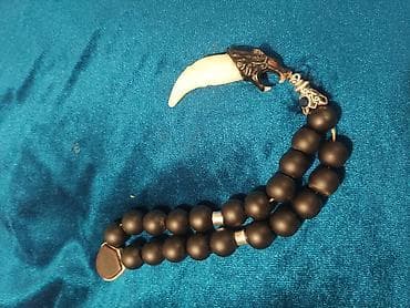 vasmi tesbeh: Təsbeh – bədii dizaynlı, canavar başlığı təbii canavar dişi və 925 — 5