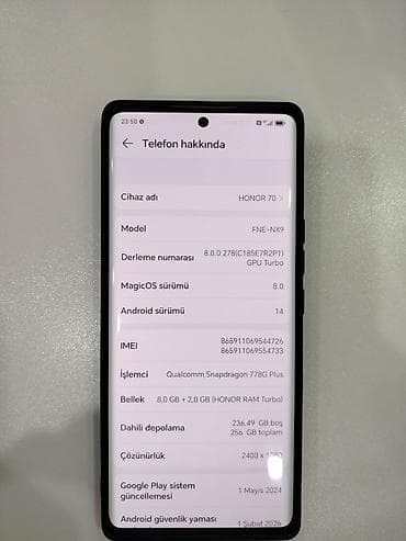 honor 8a ekran: Honor 70, 256 GB, rəng - Gümüşü, İki sim kartlı — 2