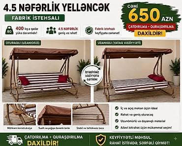 4.5 nəfərlik yelləncək – bağ həyətiniz üçün ideal rahatlıq