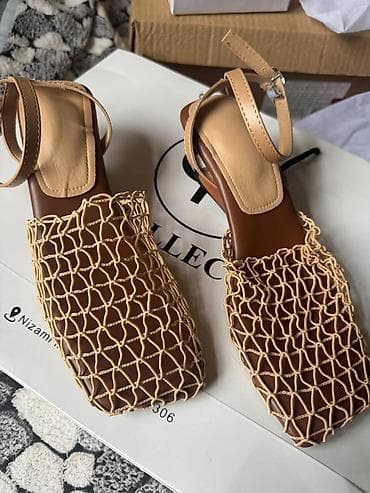 босоножки на тракторной подошве: Qadın sandal modeli - Üst hissə: Qəhvəyi rəngli, kvadrat burunlu baza — 3