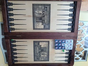 Taxta nərd–şahmat dəsti - Material: ağacdan hazırlanmış qatlanan