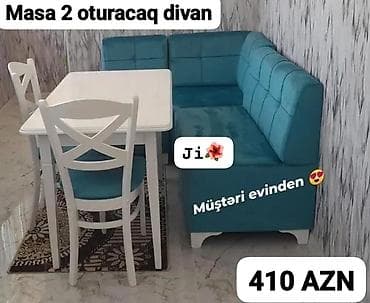 kuxna stullari: Mətbəx üçün, Açılmayan, Dördbucaq masa, 2 stul — 1