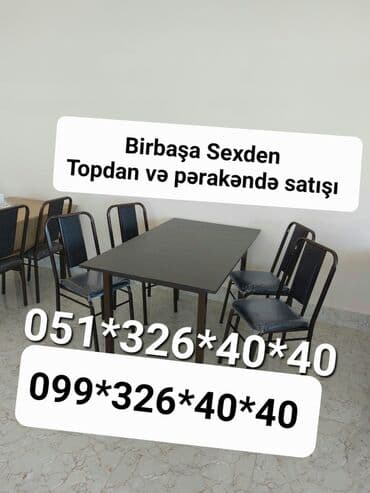 Masa və oturacaq dəstləri: Qonaq otağı üçün, Yeni, Açılan, Dördbucaq masa, 4 stul — 2