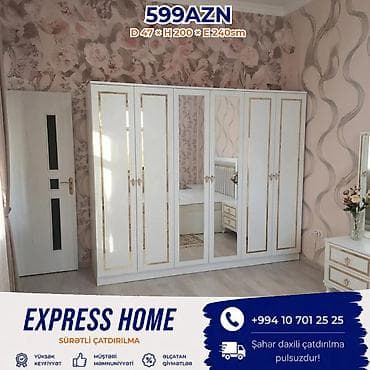 Yeni, 6 qapı, Güzgülü, Açılan, Düz dolab