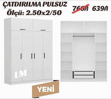 Yeni, 4 qapılı, Siyirməli, Digər rəng, Digər material, Açılan, Düz dolab