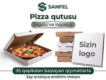 Pizza qutuları – loqolu və loqosuz - Material: möhkəm, qida ilə təmas