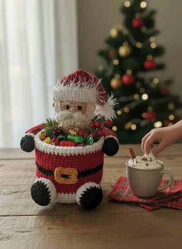 şaxta baba geyimləri: Yenil il temalı əl işi “Şaxta Baba” konteyneri - Material: əl ilə — 1