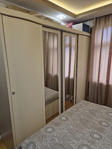 mdf metbex mebelleri: İşlənmiş, 4 qapılı, Güzgülü, Bej, Digər material, Kupe, Düz dolab — 3