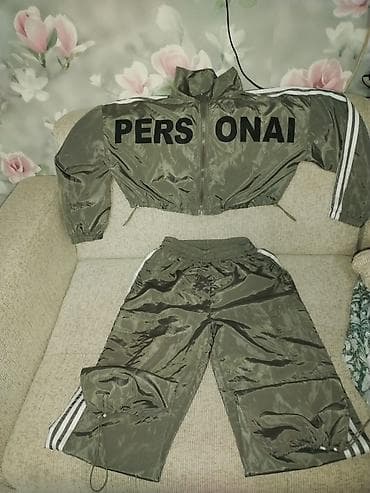 İdman dəsti – 3 hissə - Rəng: xaki/yaşıl - Material: parıltılı nazik — 1