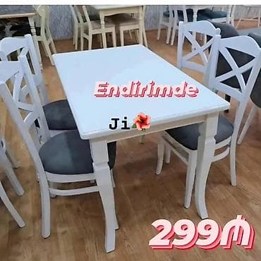 ev ucun stol stul: Mətbəx üçün, Açılmayan, Dördbucaq masa, 4 stul — 1