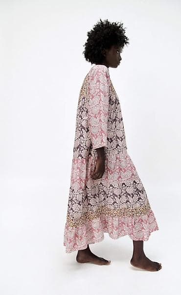 Qadınlar üçün uzun boho üslublu don - Model: geniş kəsimli, qat-qat — 6