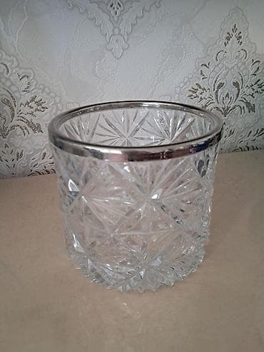 qelem: Kəsilmiş şüşədən hazırlanmış dekorativ qab - Material: qalın, şəffaf — 1