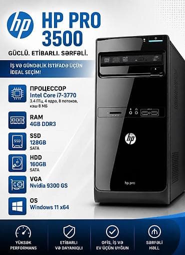 Salam təkcə keys satılır. HP Pro 3500 Intel Core i7-3770 (3.4 Ghz)