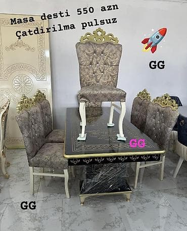 Qonaq otağı üçün, Açılmayan, Dördbucaq masa, 6 stul