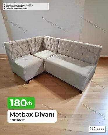 Mətbəx divanı – 170×120 sm ölçü - Künc model, 3 hissədən ibarət — 1
