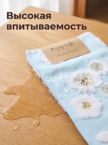 bambu tekstil: Mətbəx üçün Yeni rəng - Mavi Pambıq Dəsmal — 5