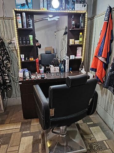 sulama sistemi: Bərbər kreslosu və iş masası komplekti - Qara rəngli, rahat — 1