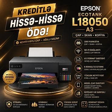 EPSON ECOTANK L18050 A3 Operativ yaddaş: 128 MB Çap rezolyusiyası