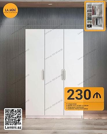3 qapılı dolab – La Mini - Ölçülər: dərinlik 47 sm, hündürlük 200 sm — 1