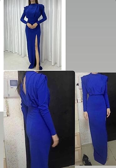 deri don: Ölçü S/36 YENİDİR Kraliyet mavisi rəngdə uzun ziyafət donu - Model — 1