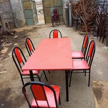 Masa və oturacaq dəstləri: Qonaq otağı üçün, Yeni, Açılan, Dördbucaq masa, 4 stul — 18