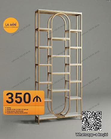 kitab rəfi: Metall stelaj – modern minimalist dizayn - Material: metal karkas — 1