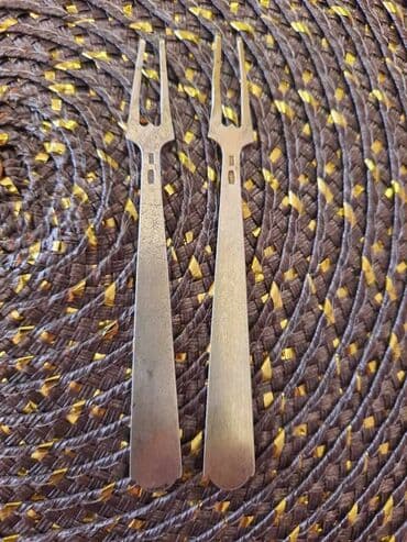 qab qaşiq: 2 ədəd ikidişli vintaj limon çəngəlləri. Mavi göy emallı. 875 əyarlı — 2