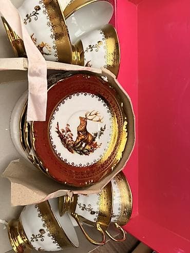 bakal dəsti: Çay dəsti, rəng - Qızılı, Farfor — 1