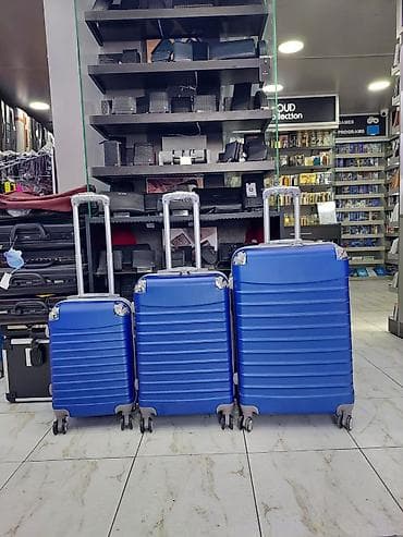 Çamadanlar: Səyahət üçün 3-lü çamadan dəsti – mavi rəng - Material: sərt korpus — 1