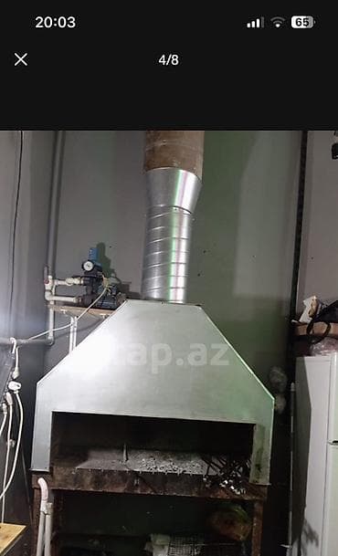 Metall manqal ocağı və tüstüqoruyucu başlıq (şüşəbənd) sistemi. -