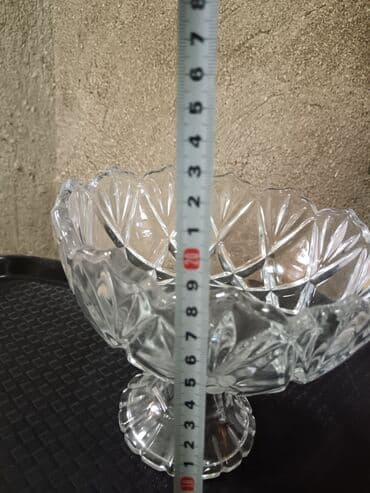 konfetlər: Kvars/şüşə kəsim naxışlı qab dəsti - 2 ədəd şəffaf kəsim naxışlı qab — 3