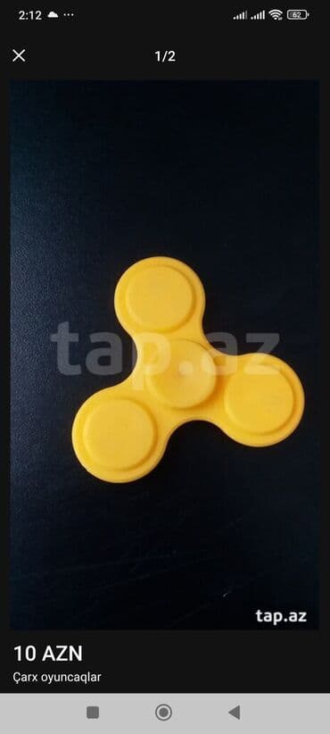 Boşqablar: Məhsul: Üçlü fidget spinner (sarı rəng) - Material: Möhkəm plastik — 2