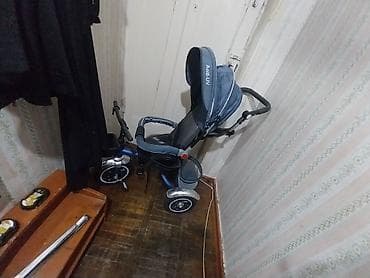 Uşaq üçtəkərli velosiped-araba, mavi rəng. - Anti-UV yazılı — 2