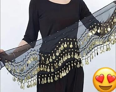 Kəmərlər: Qadınlar üçün oriental rəqs şalı / bel kəməri. Qara, yüngül və şəffaf — 2