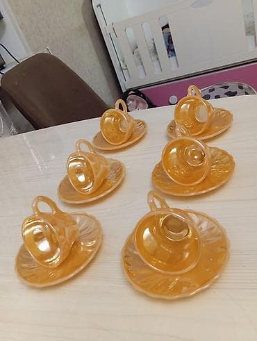 caydan: Çay dəsti, rəng - Narıncı, Şüşə, 6 nəfərlik, Almaniya — 6