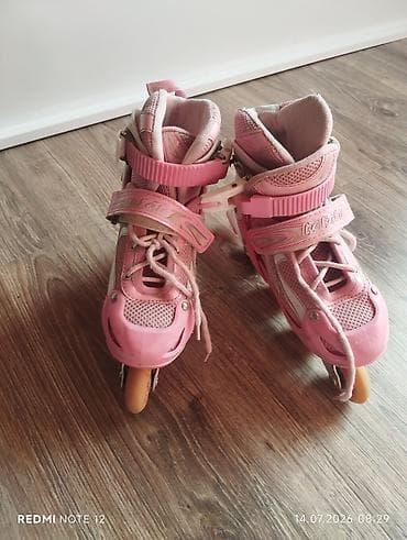 Uşaq üçün tənzimlənən bıçaqlı təkərli konkis (roller) – çəhrayı rəng — 1