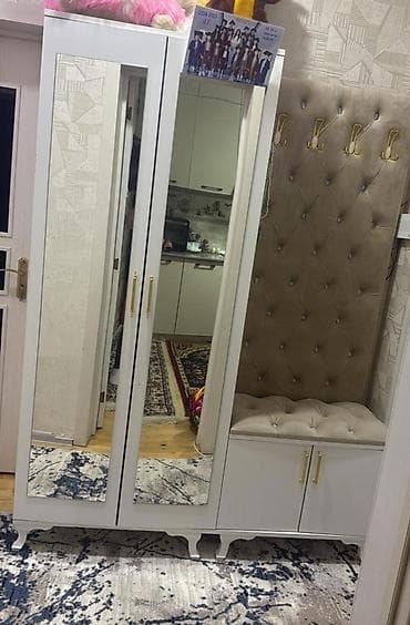 yataq az: 2 qapılı, Güzgülü, Ağ, Digər material, Açılan, Düz dolab — 1