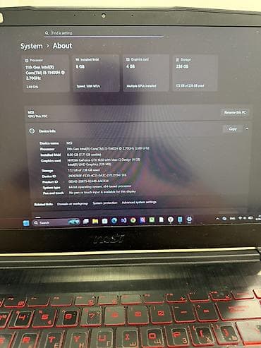MSI: İşlənmiş MSI, 15.6 ", Intel Core i5, 256 GB, Ödənişli çatdırılma — 8