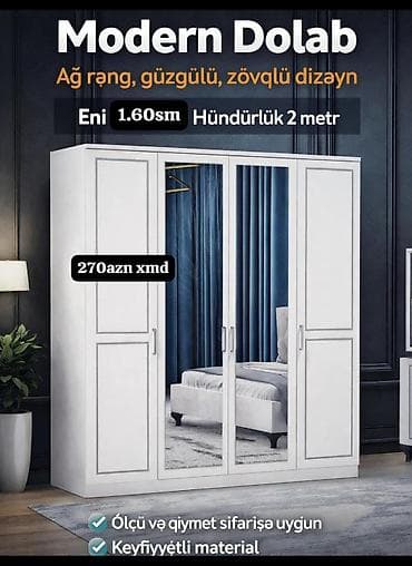 dolab termo: Modern dolab – ağ və qara rəng variantları, güzgülü, zövqlü dizayn — 1
