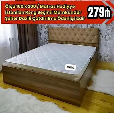 İki nəfərlik taxta çarpayı dəsti - Ölçü: 160 x 200 sm - Başlıq