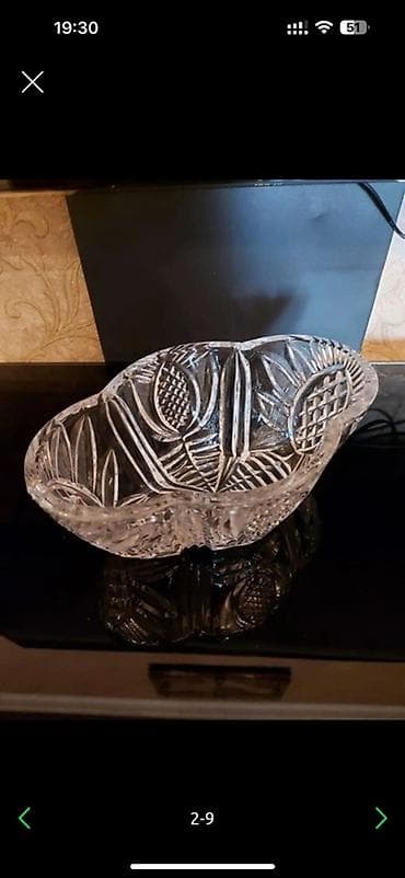 benve sekilleri: Kristal dəst – 2 ədəd vaz və 1 ədəd meyvə/qəlyanaltı qabı - Material — 2