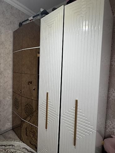 koridor dolabı: İşlənmiş, 4 qapılı, Güzgülü, Ağ, Açılan, Düz dolab — 4