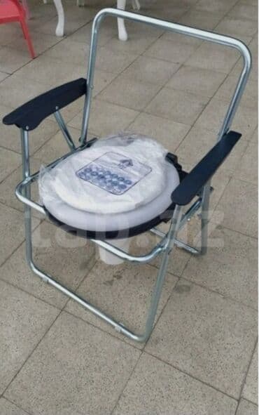 Xəstələr üçün unitazlar: Portativ tualet oturacağı (kommod stul) - Metal karkaslı, dayanıqlı — 3
