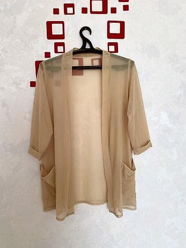 Bej rəngli, yüngül və şəffaf kimono/kardiqan - Açıq önlü, düyməsiz — 1