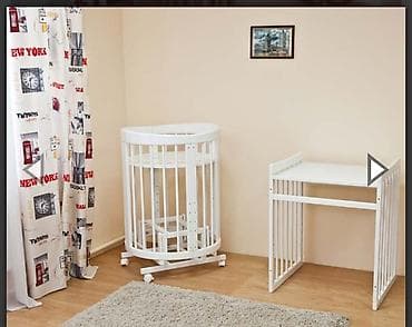 krovat transformer: Oğlan və qız üçün, Yumru, Beşik, Matras ilə, Yellənmə mexanizmsiz — 5