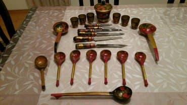 набор ножей: 160 манат. хохлома 50-х годов. в отличном состоянии — 2