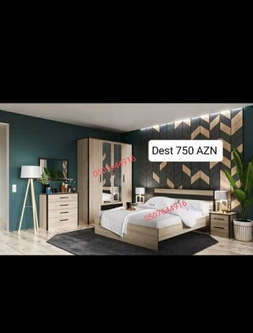 мягкая мебель: Yataq otağı mebel dəstləri Model 1 – Dəst 650 AZN: - Təbii ağac tonu — 2