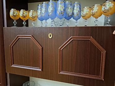 bufet: Mebel dəsti – vitrinli-qab dolabı - Material: ağac teksturalı — 4