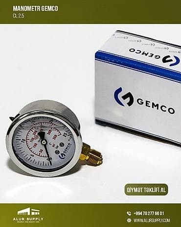 tikinti materiaları: Manometr Gemco ✅ Bağlantı: Sarı rəngli pirinç ✅ Dəqiqlik sinfi: CL — 1